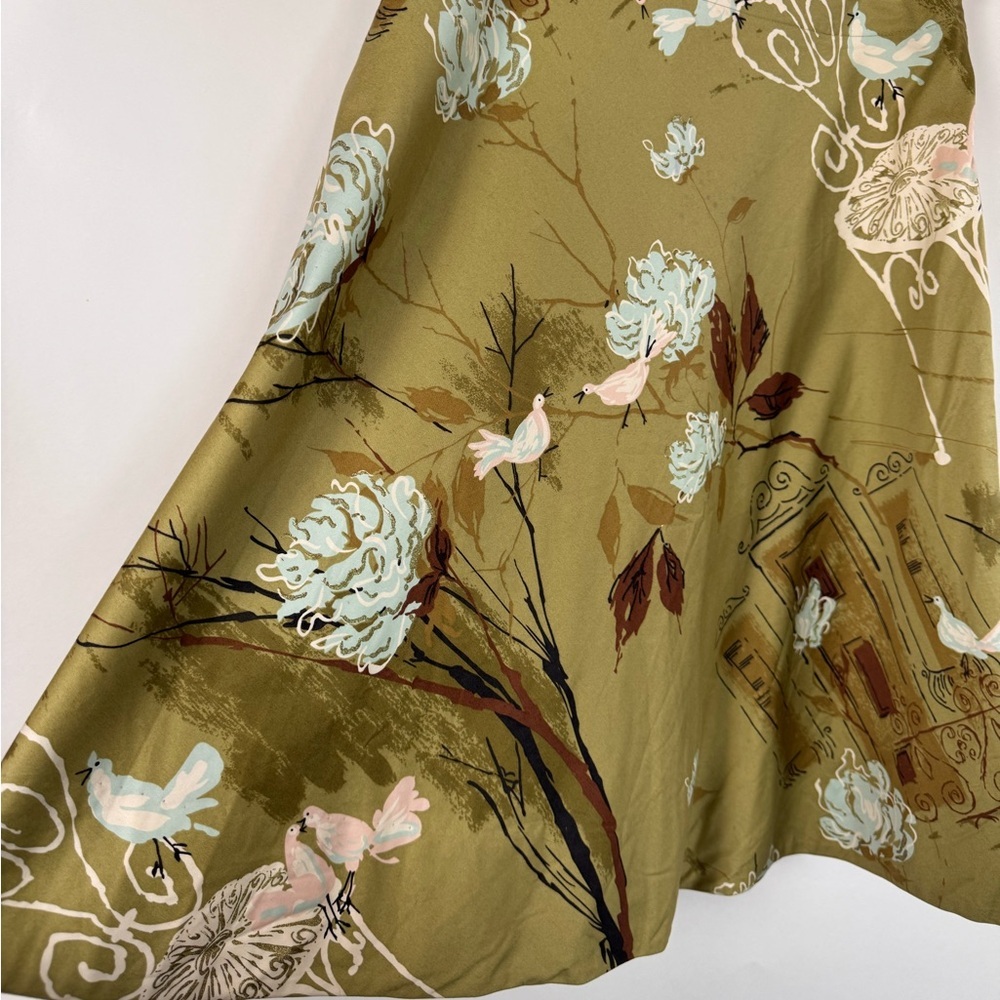 Anthropologie Odille Bird Floral Print A-line Skirt‎ Women Size 10 Goblincore - Picture 5 of 11
